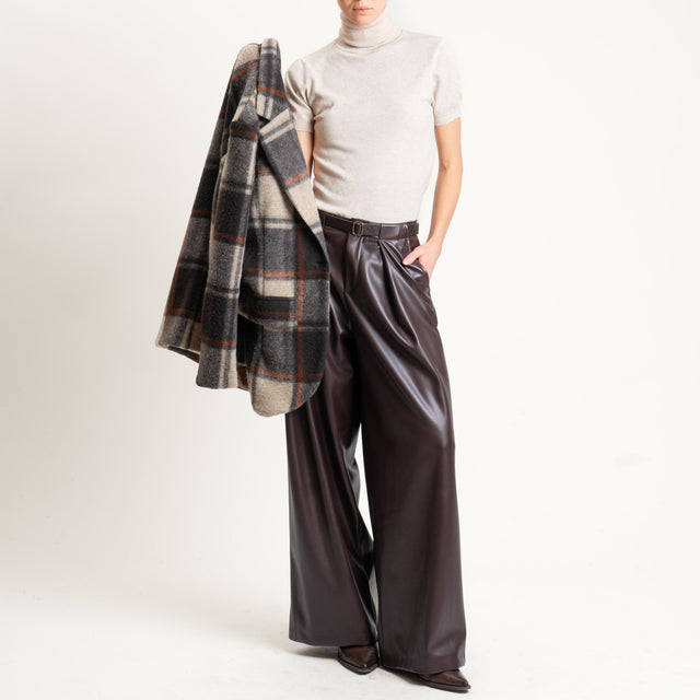 Tensione in-Pantalone similpelle wide leg - caffe'