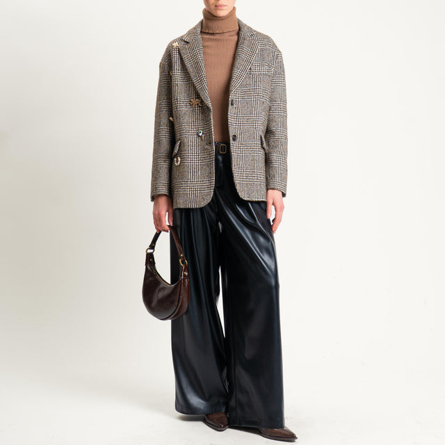 Tensione in-Pantalone similpelle wide leg - nero