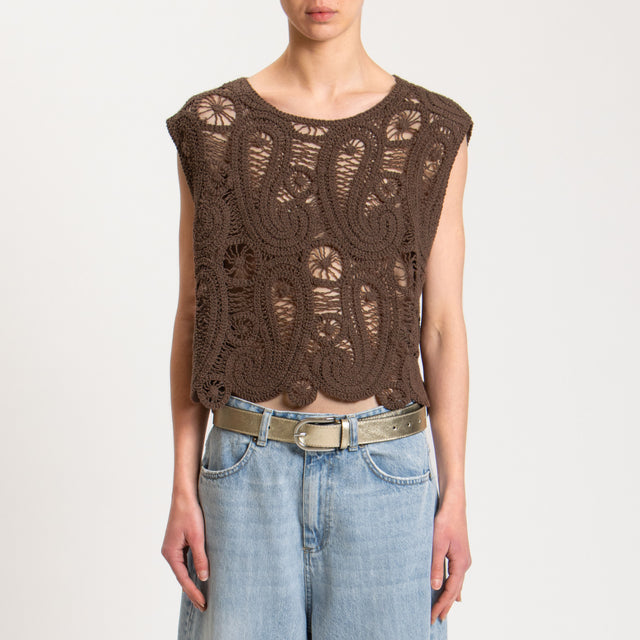 Tensione in-Top crochet - cioccolato