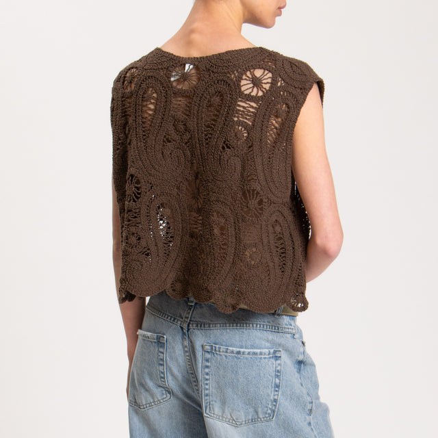 Tensione in-Top crochet - cioccolato