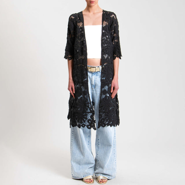 Tensione in-Kimono crochet - nero