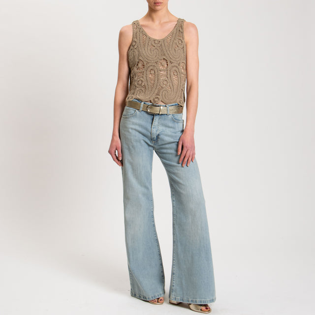Tensione in-Top crochet doppio scollo v - corda