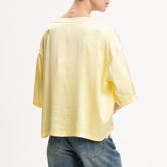 Tensione in-Blusa scatola manica scesa in satin - giallo