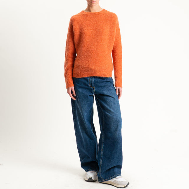 Tensione in-Maglia girocollo mohair elasticizzato - arancio