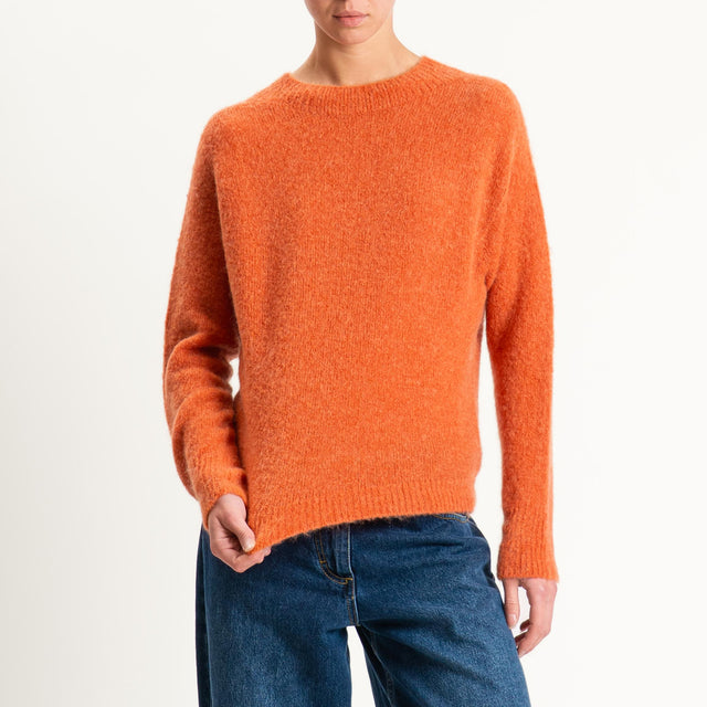 Tensione in-Maglia girocollo mohair elasticizzato - arancio