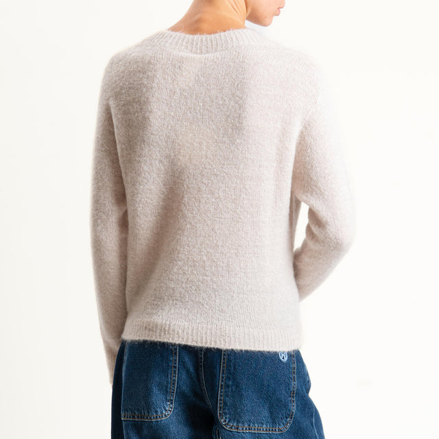 Tensione in-Maglia girocollo mohair elasticizzato - burro