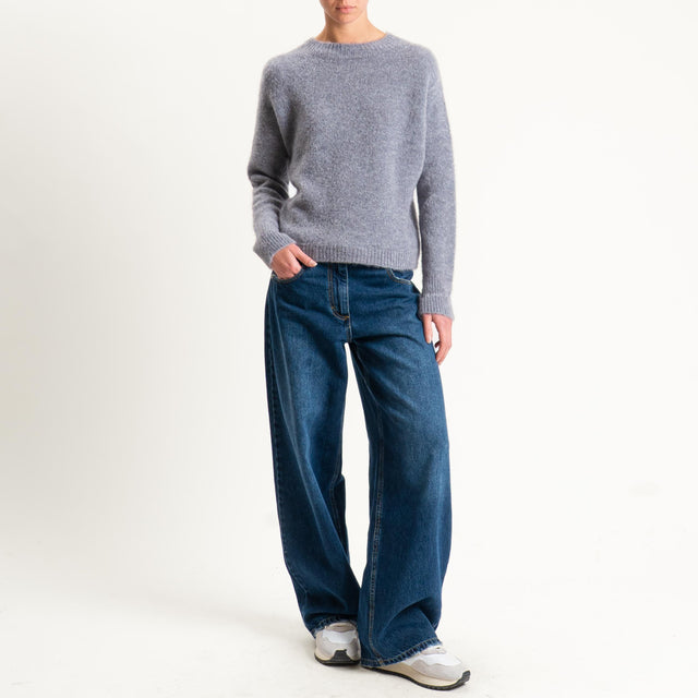 Tensione in-Maglia girocollo mohair elasticizzato - grigio