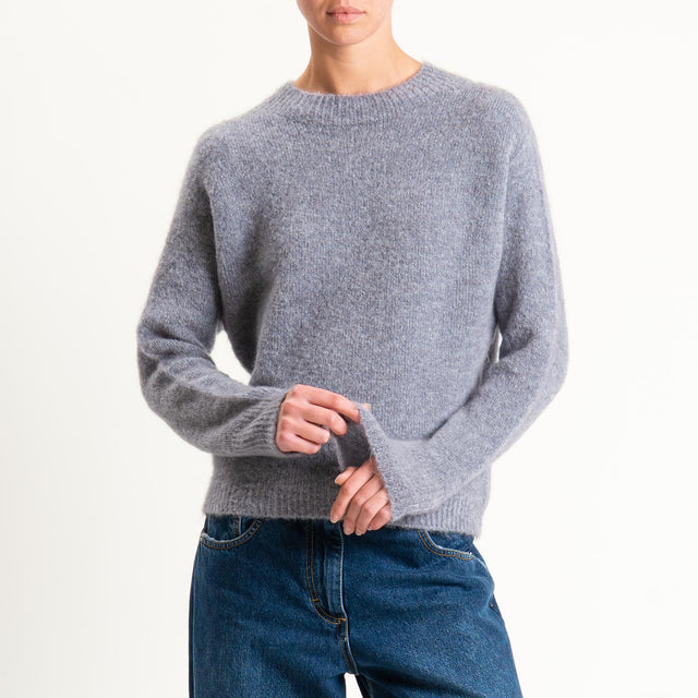 Tensione in-Maglia girocollo mohair elasticizzato - grigio