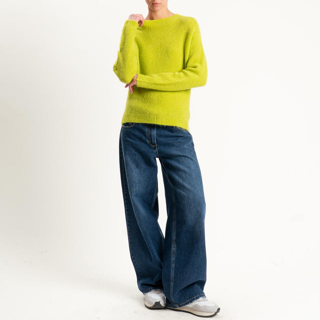 Tensione in-Maglia girocollo mohair elasticizzato - lime