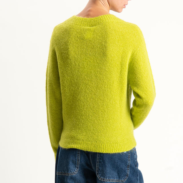 Tensione in-Maglia girocollo mohair elasticizzato - lime