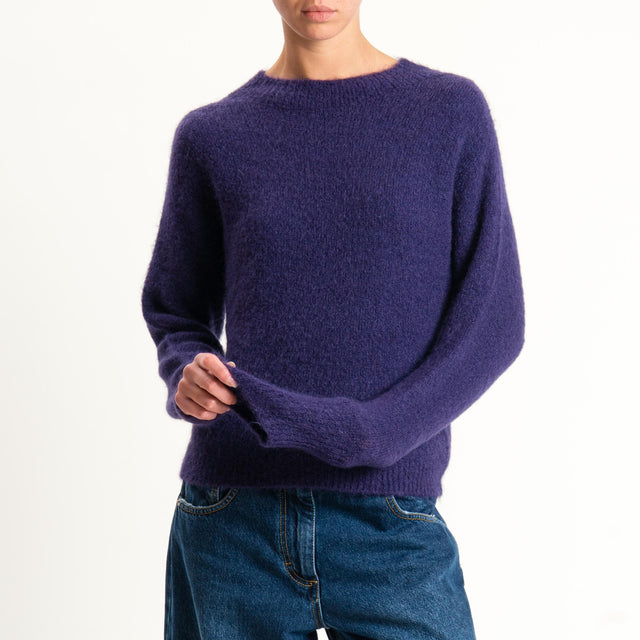 Tensione in-Maglia girocollo mohair elasticizzato - viola