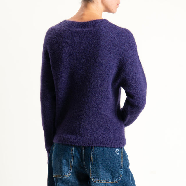 Tensione in-Maglia girocollo mohair elasticizzato - viola
