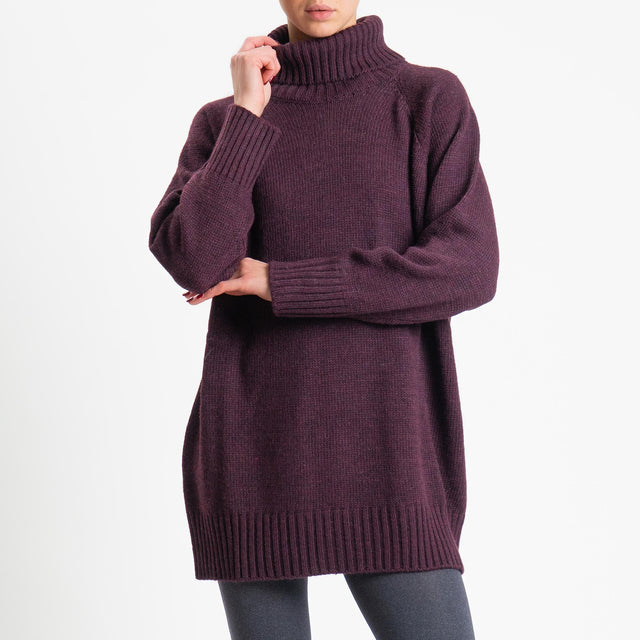 Tensione in-Maxi maglia collo alto misto lana - Bordeaux