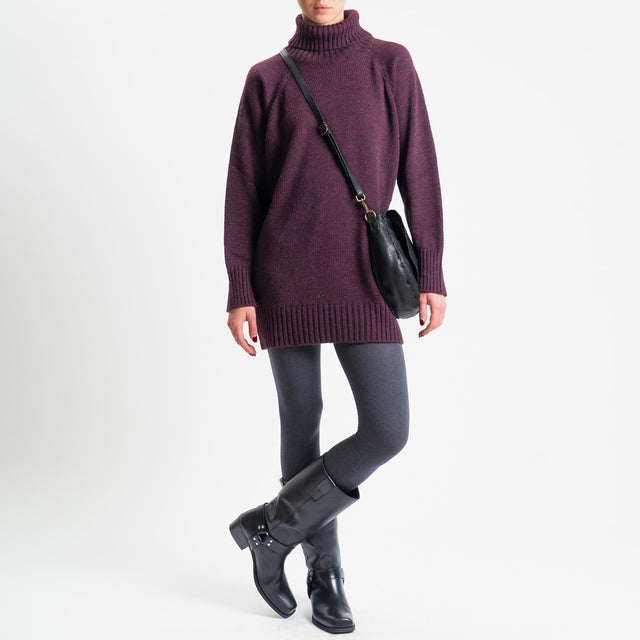 Tensione in-Maxi maglia collo alto misto lana - Bordeaux
