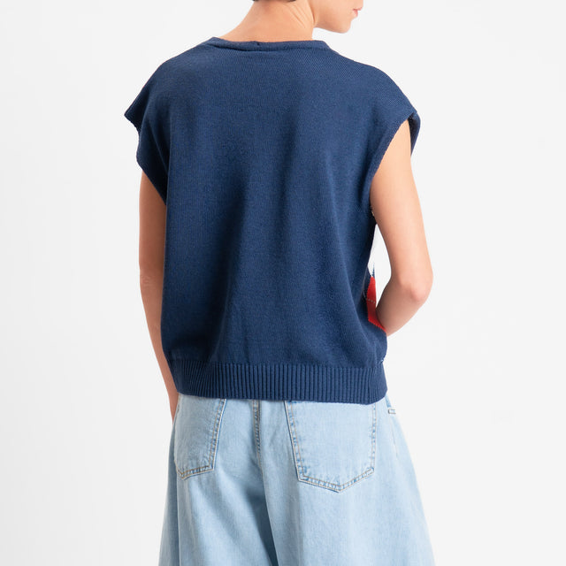 Tensione in-Gilet in maglia argyle - blu/burro/rosso