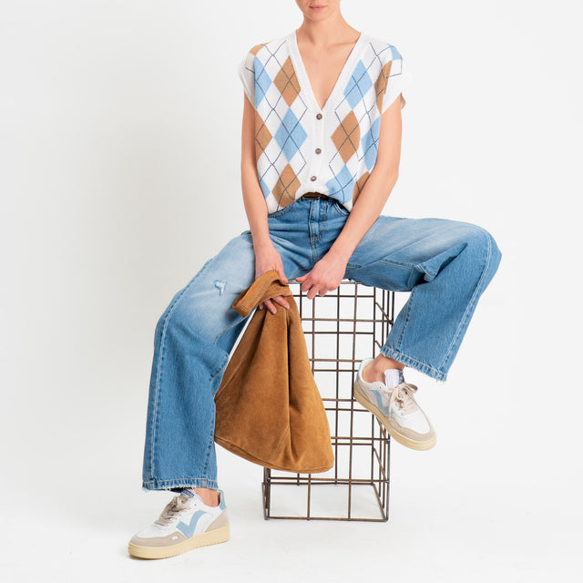 Tensione in-Gilet in maglia argyle - burro/tabacco/azzurro