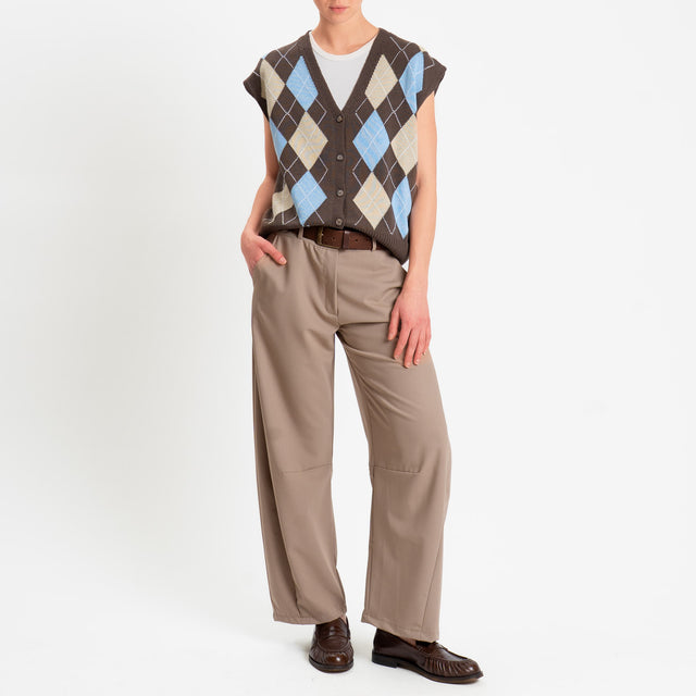 Tensione in-Gilet in maglia argyle - moro/azzurro/sabbia