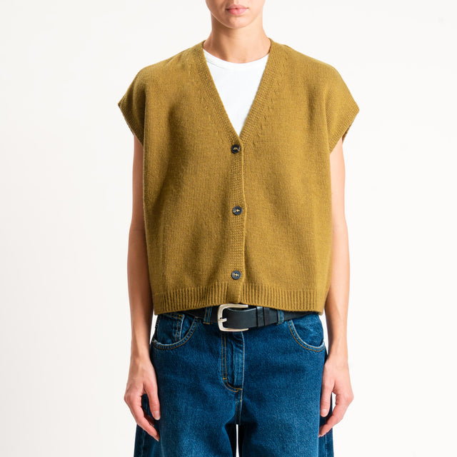 Tensione in-Gilet misto cashmere - olio