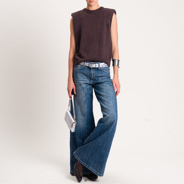 Tensione in-Maglia smanicata misto cashmere - moro