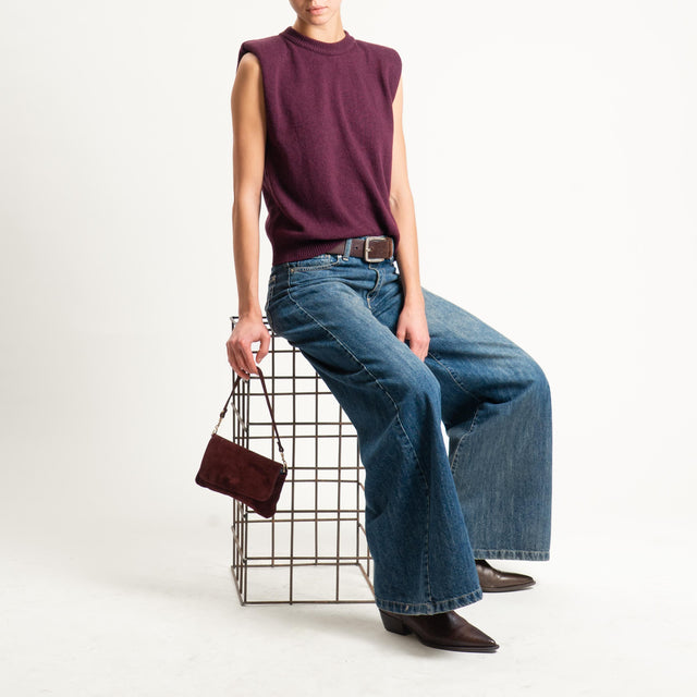 Tensione in-Maglia smanicata misto cashmere - vino