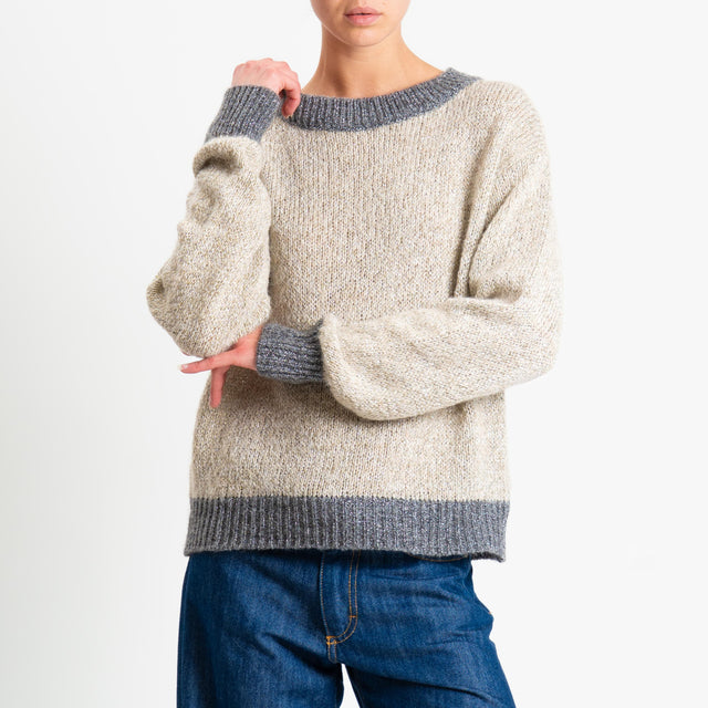 Tensione in-Maglia lurex misto alpaca - burro/piombo