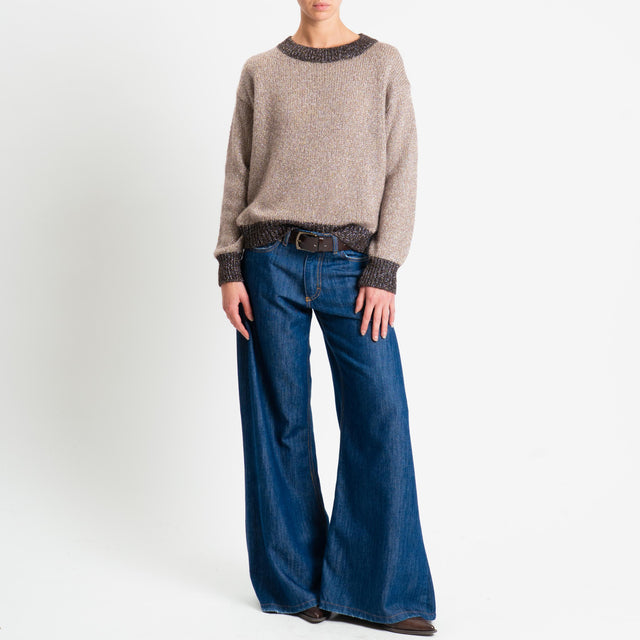 Tensione in-Maglia lurex misto alpaca - nocciola/moro