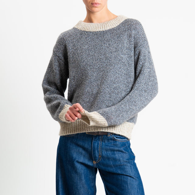 Tensione in-Maglia lurex misto alpaca - piombo/burro