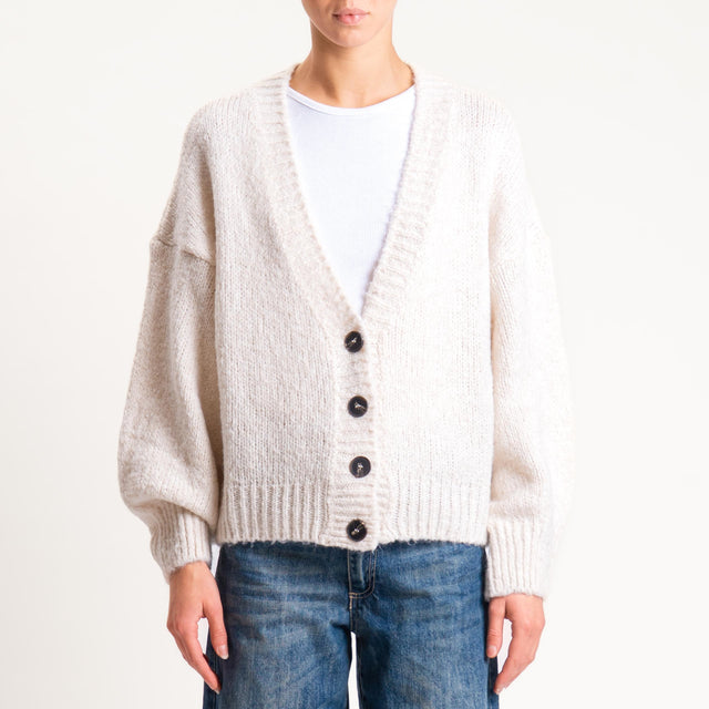 Tensione in- Cardigan misto lana - burro