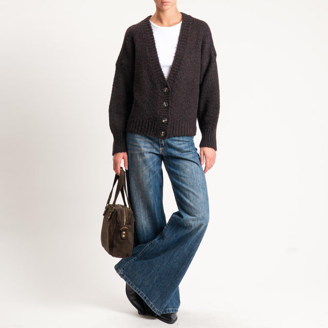 Tensione in- Cardigan misto lana - cioccolato