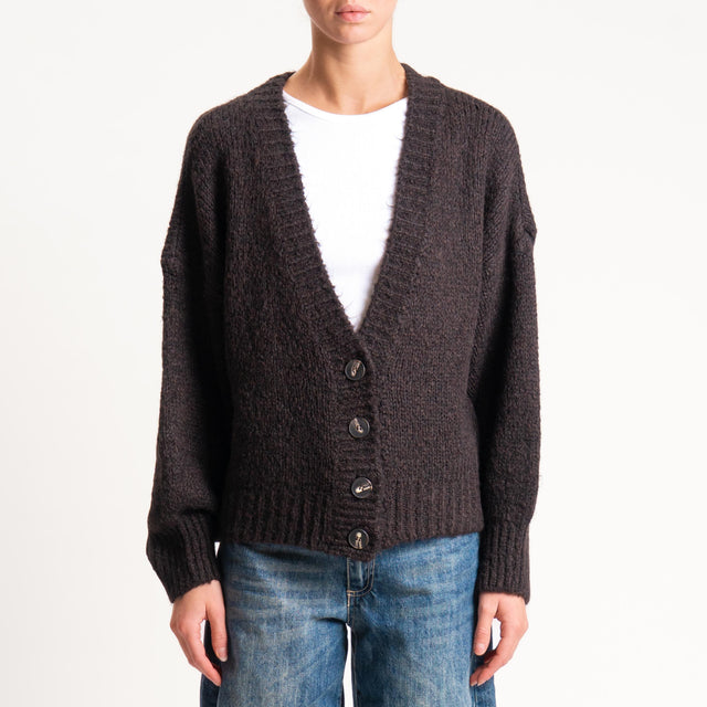 Tensione in- Cardigan misto lana - cioccolato