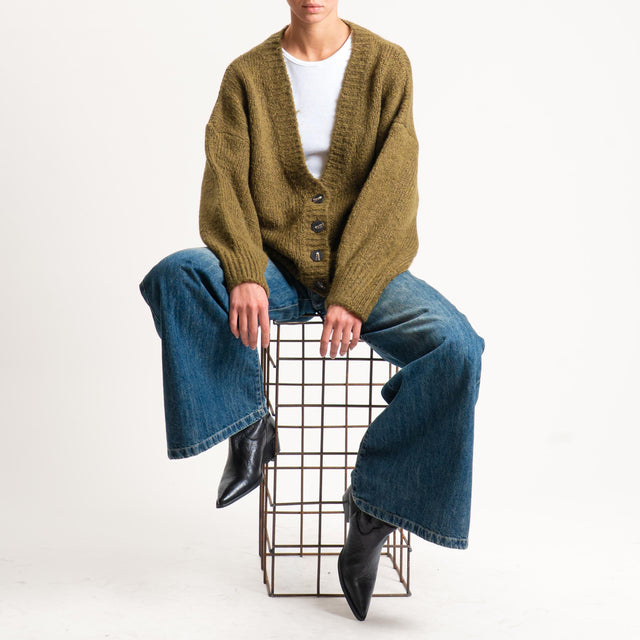 Tensione in- Cardigan misto lana - oliva