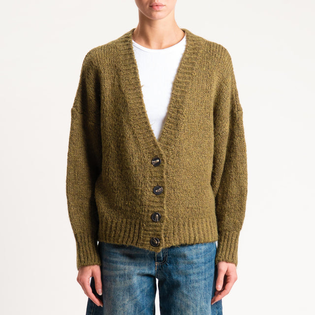 Tensione in- Cardigan misto lana - oliva