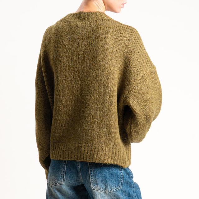 Tensione in- Cardigan misto lana - oliva