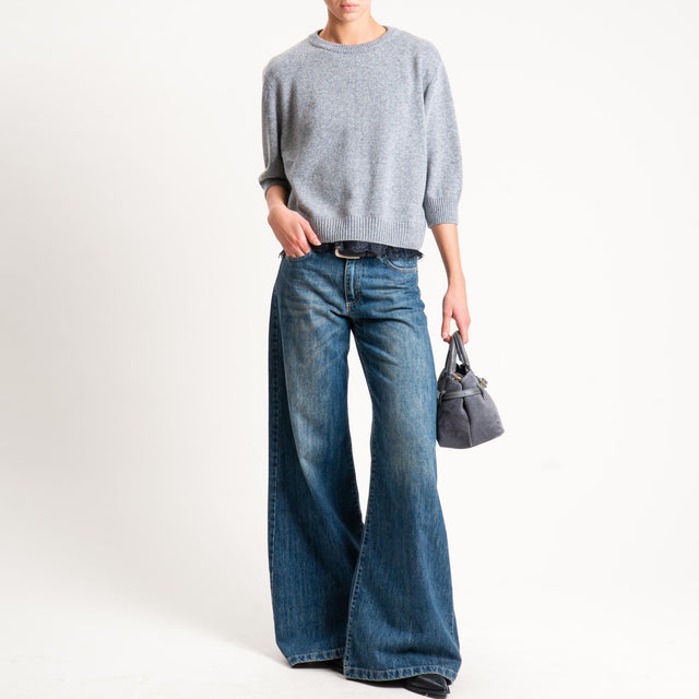 Tensione in- Maglia misto cashmere con pizzo - grigio