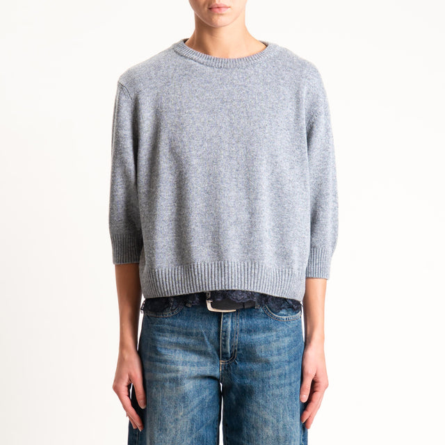 Tensione in- Maglia misto cashmere con pizzo - grigio