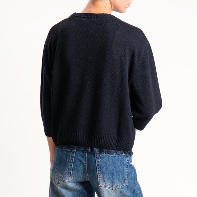 Tensione in- Maglia misto cashmere con pizzo - nero