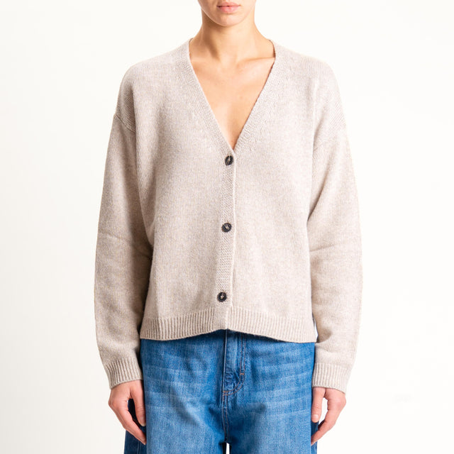 Tensione in-Cardigan misto cashmere - sabbia
