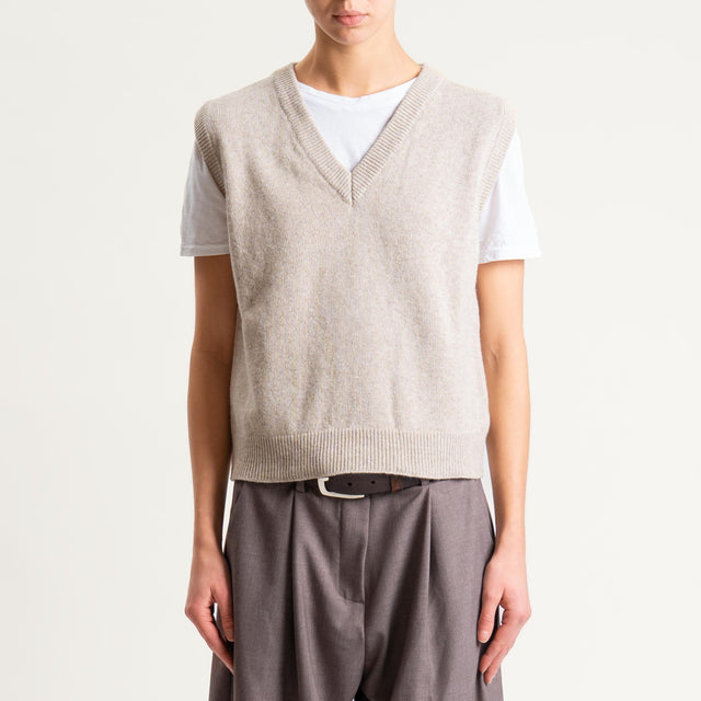 Tensione in-Maglia smanicata misto cashmere - beige
