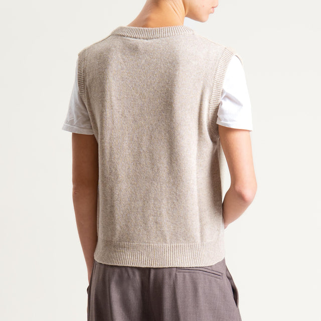 Tensione in-Maglia smanicata misto cashmere - beige
