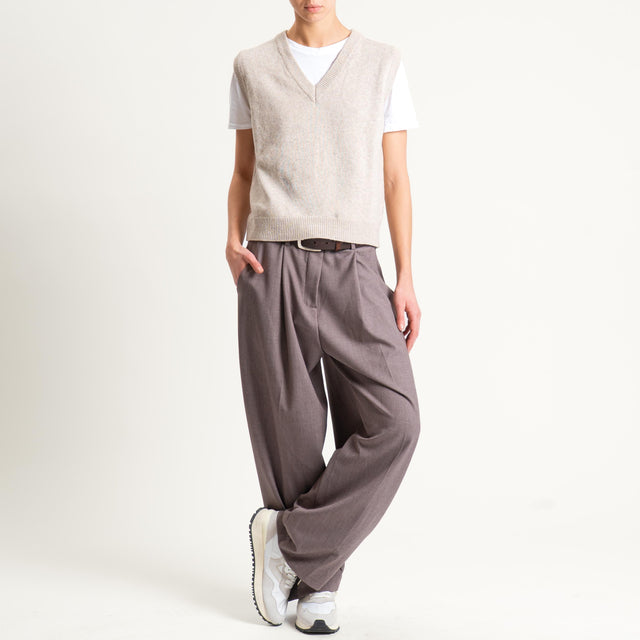 Tensione in-Maglia smanicata misto cashmere - beige