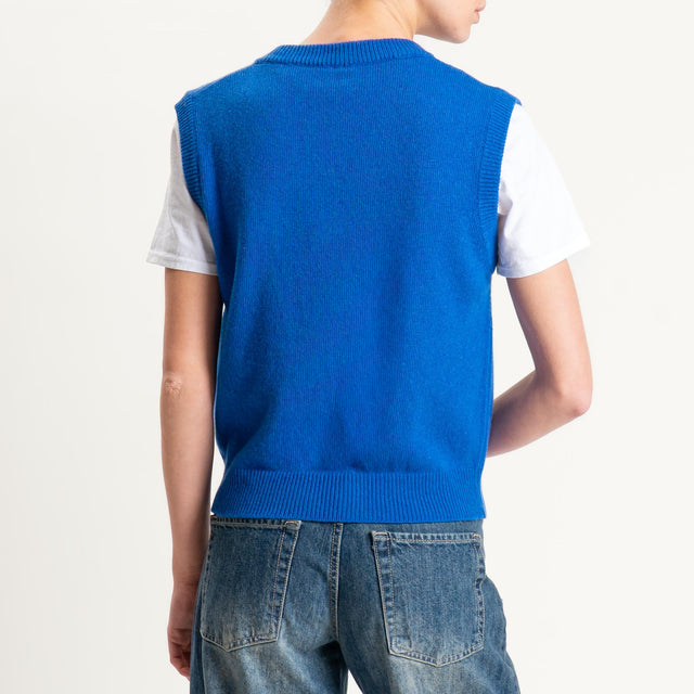Tensione in-Maglia smanicata misto cashmere - bluette