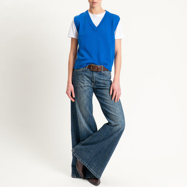 Tensione in-Maglia smanicata misto cashmere - bluette