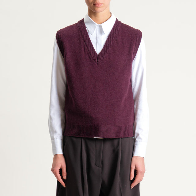 Tensione in-Maglia smanicata misto cashmere - Bordeaux
