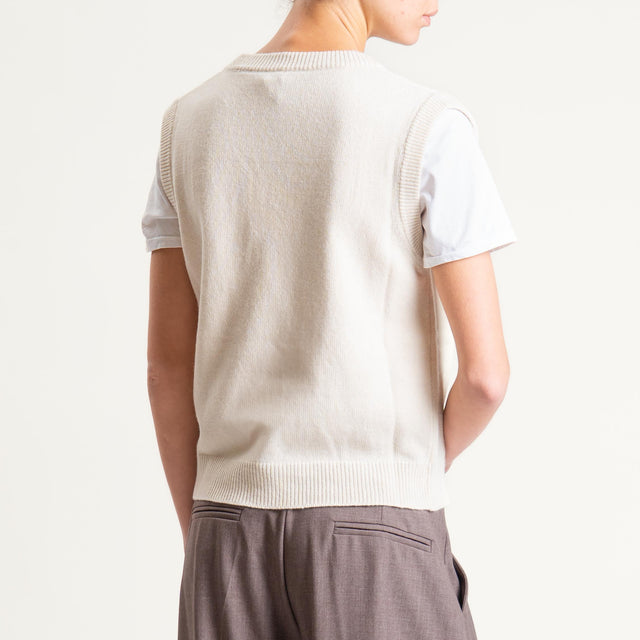 Tensione in-Maglia smanicata misto cashmere - burro