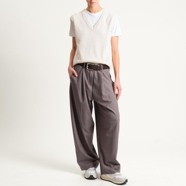 Tensione in-Maglia smanicata misto cashmere - burro