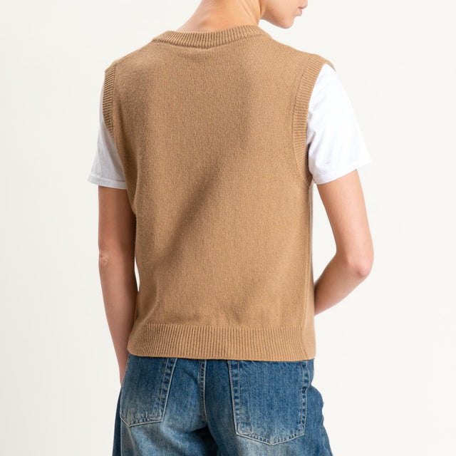 Tensione in-Maglia smanicata misto cashmere - camel