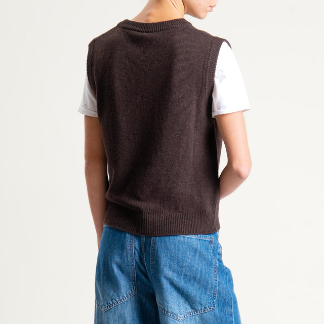 Tensione in-Maglia smanicata misto cashmere - moro