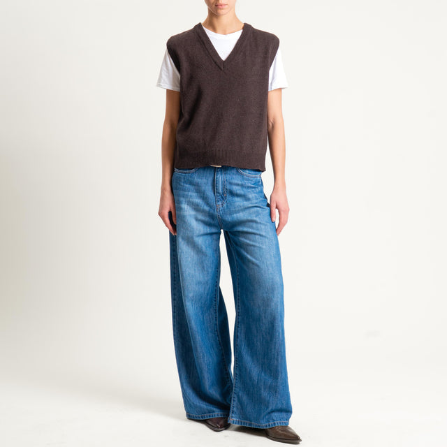 Tensione in-Maglia smanicata misto cashmere - moro