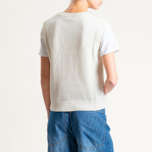 Tensione in-Maglia smanicata misto cashmere - panna
