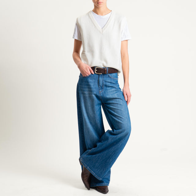 Tensione in-Maglia smanicata misto cashmere - panna